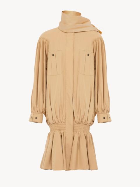 Chloé HIGH-NECK GATHERED TRENCH COAT IN COTTON POPLIN