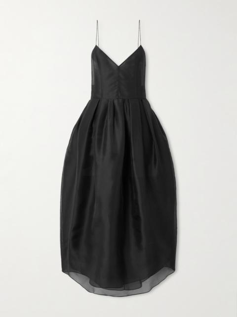 KHAITE Colette Asymmetric Pleated Silk-organza Gown