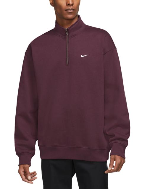 Solo Swoosh Oversize Quarter Zip Sweatshirt in Night Maroon/White