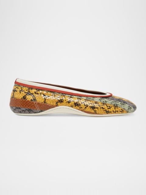Dries Van Noten Snakeskin-Effect Leather Ballerina Flats