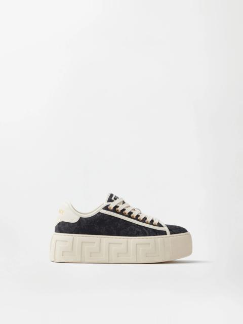 VERSACE Greca Jacquard Canvas Platform Sneakers