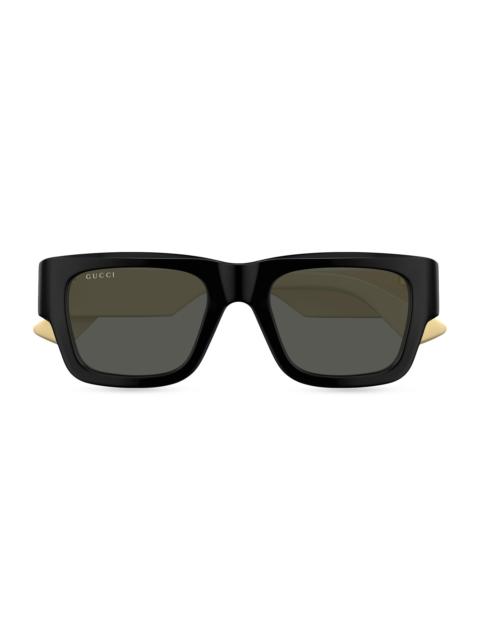 GUCCI Men's Oblique 52MM Square Sunglasses - Grey Black Multi