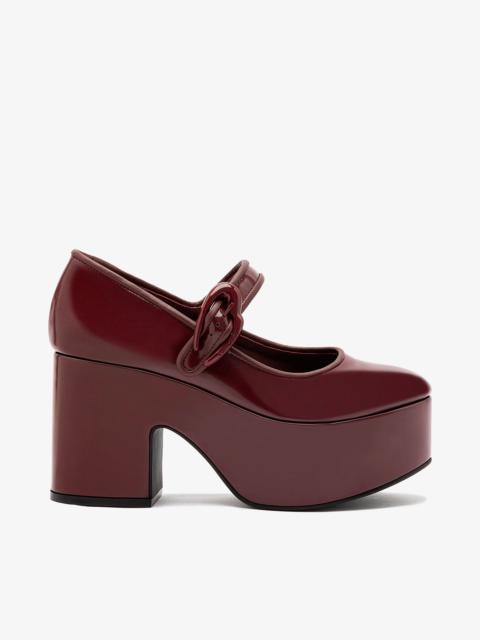Larroudé Verona Flatform In Burgundy Box Leather