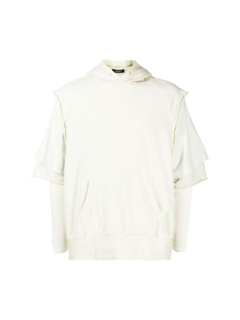 layered-sleeve cotton hoodie
