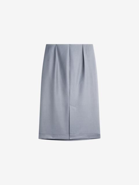 The Frankie Shop Viviana Chevron Tailored Midi Skirt - Grey
