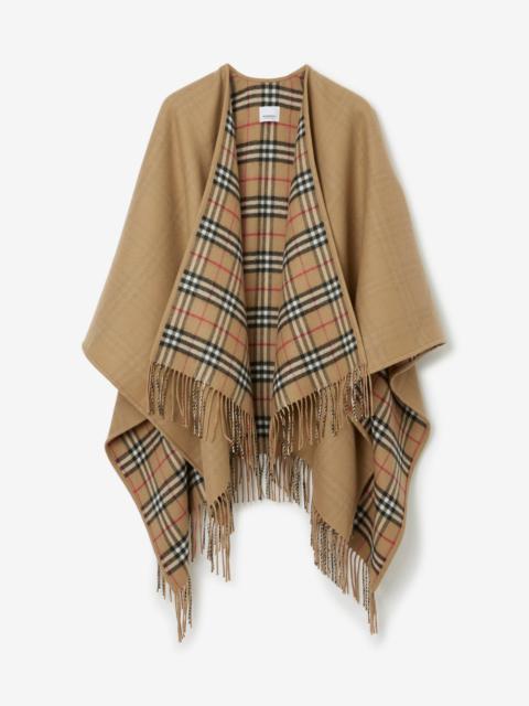 Check Wool Reversible Cape