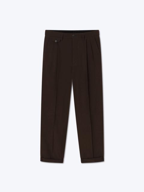 GINI - Cotton crepe tailored pants - Dark brown