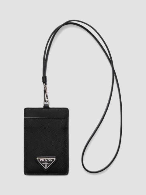 Prada Women's Saffiano Leather Badge Holder - Black