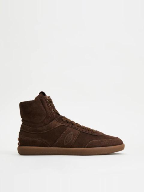 Tod's TOD'S TABS SNEAKERS HIGH-TOP IN SUEDE - BROWN