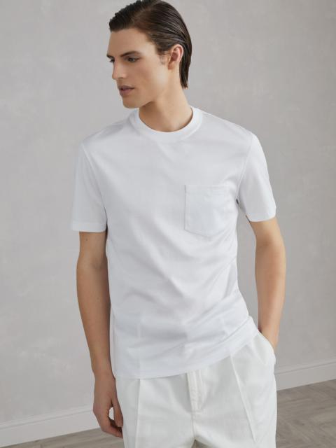 Cotton jersey crew neck T-shirt with chest pocket