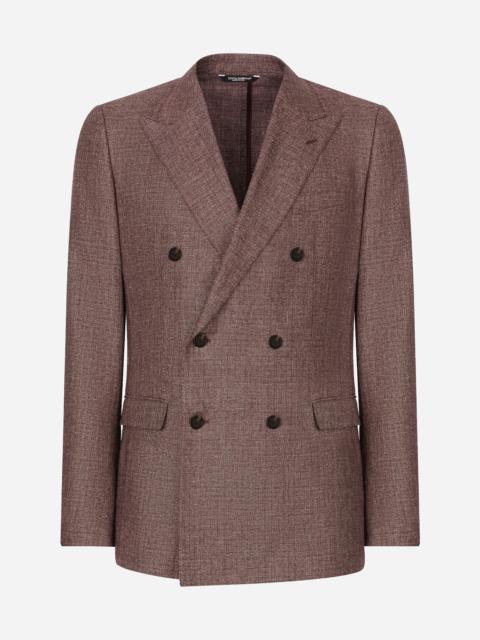 Double-breasted linen-blend Taormina-fit jacket