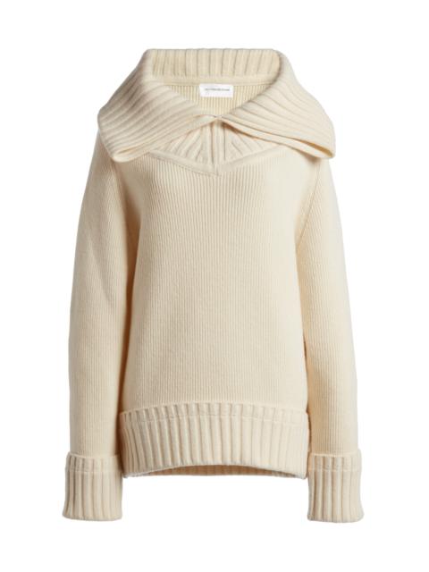 Victoria Beckham Wide-Collar Lambswool-Blend Sweater ivory