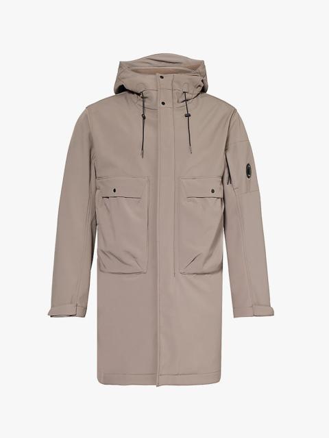 Soft shell longline stretch-woven parka jacket