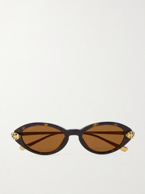 Cartier Panthère De Cartier Oval-frame Tortoiseshell Acetate And Gold-tone Sunglasses