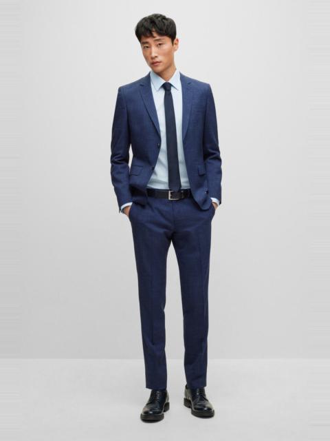 BOSS EXTRA-SLIM-FIT SUIT IN PATTERNED WOOL AND LINEN