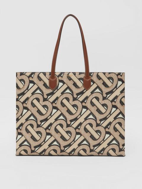 Burberry Monogram Print E-canvas Tote Bag