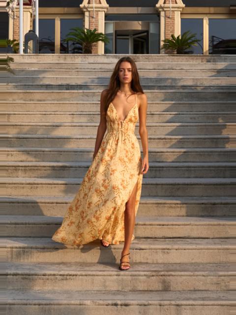 CAMI NYC DORINDA CRINKLE CHIFFON MAXI DRESS GOLDEN HOUR