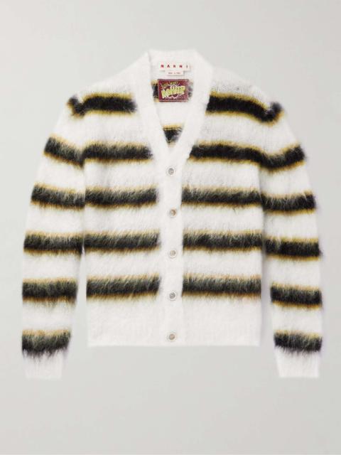 Marni Striped Brushed Mohair-Blend Cardigan