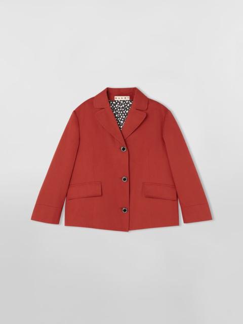 Marni EGG-SHAPED COTTON DRILL JACKET WITH PRINTED LINING