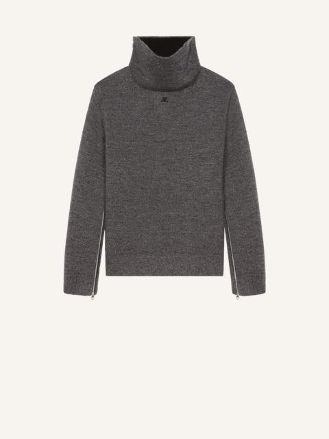 courrèges ZIPPED MOCKNECK BONDED SWEATER