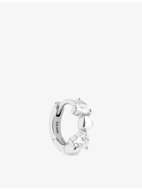ASTRID & MIYU Heart Cluster Sterling-Silver And Cubic Zirconia Single Hoop Earring