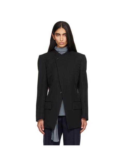 Bottega Veneta Black Wool Grain De Poudre Collarless Blazer