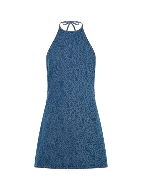 ONE TEASPOON Electric Jungle Denim Mini Dress - Blue Animal