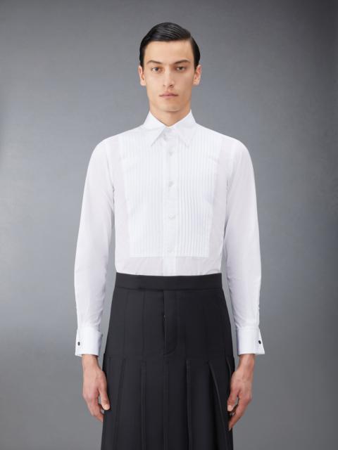 Thom Browne TUX SHIRT BUTTON DOWN POINT COLLAR W/ COMBO BIB FRENCH CUFF IN SOLID POPLIN