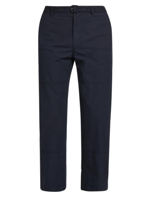 Thom Browne Men's Belted Cotton Cropped Carpenter Pants - Navy