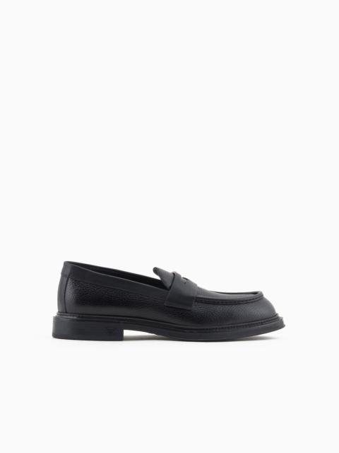 EMPORIO ARMANI Pebbled leather loafers