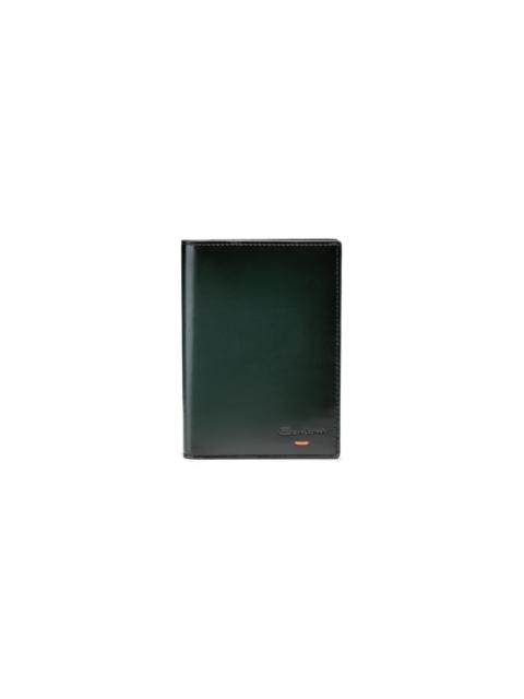 Santoni Green leather passport case