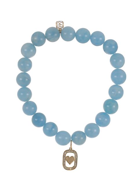 SYDNEY EVAN Aquamarine Heart Open Icon Charm Bracelet