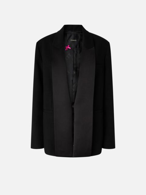 PINKO SLUB FABRIC JACKET WITH SATIN LAPELS
