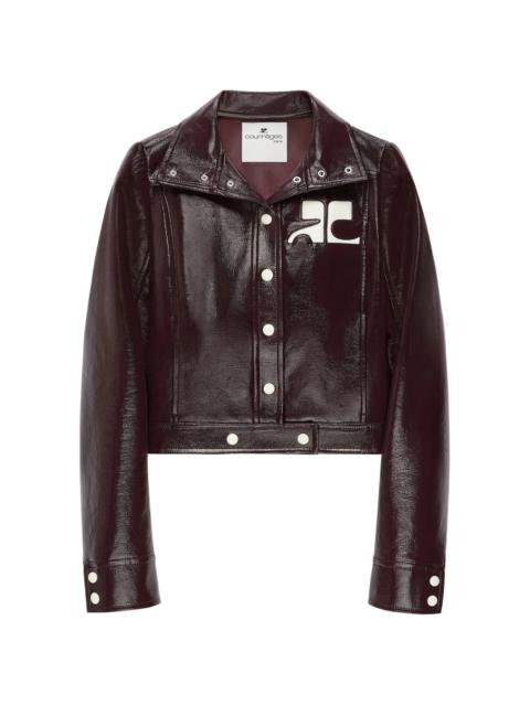 courrèges Courrèges Vinyl-effect Logo-plaque Cropped Jacket