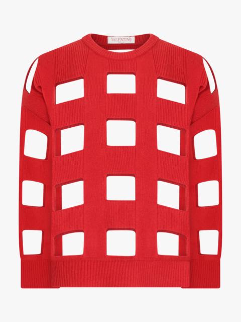 Valentino VALENTINO CUT OUT DETAIL WOOL JUMPER | ROSSO