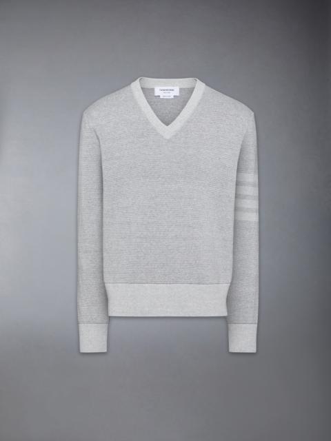 TEXTURED STRIPED STITCH 4-BAR RELAXED FIT V NECK PULLOVER