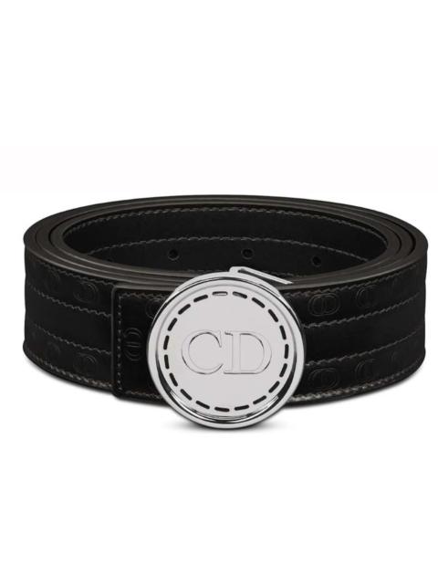 Dior Dior CD Plaque Smooth Grained Leather Belt Black