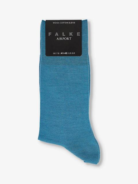 Airport brand-print stretch-wool blend socks