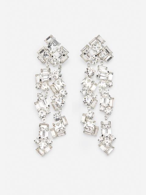MAGDA BUTRYM Geometric crystal cascade earrings in silver