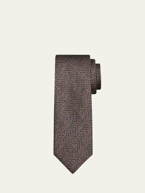 Brioni Men's Herringbone Jacquard Silk Tie