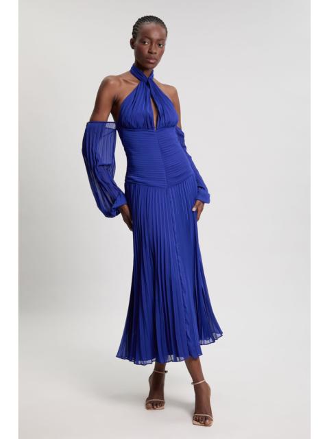 KAREN MILLEN Petite Crinkle Cold Shoulder Georgette Woven Maxi Dress