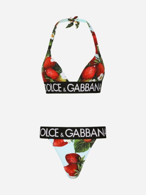 Dolce & Gabbana Strawberry-print triangle bikini