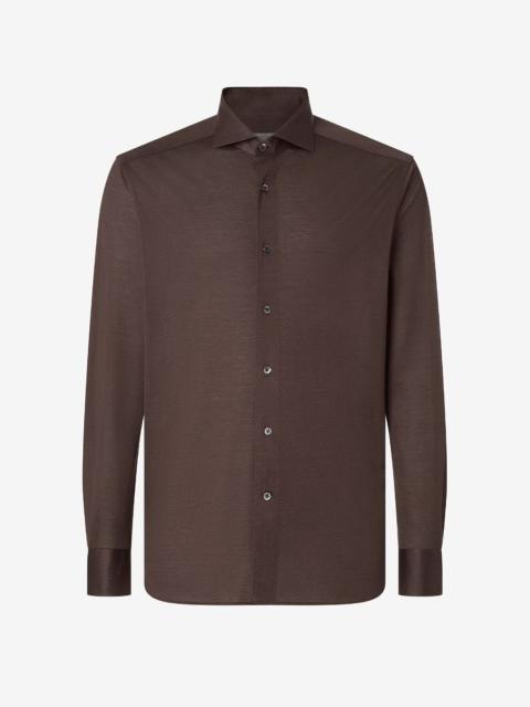 CORNELIANI Dark brown jersey shirt