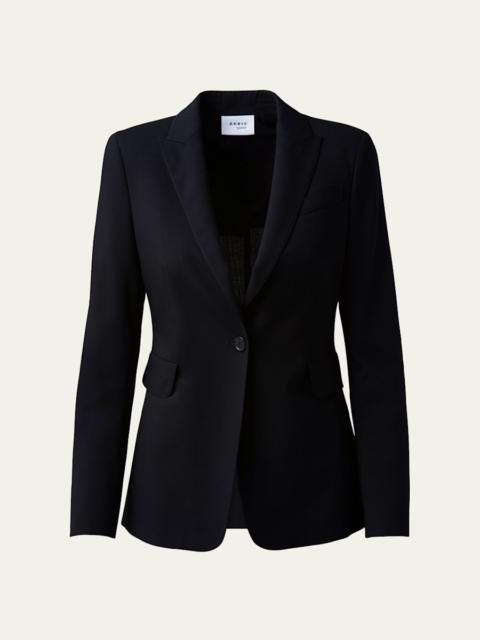 AKRIS One-Button Wool Long Body Blazer Jacket