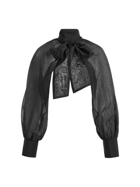BY MALENE BIRGER Canny Cotton-Silk Organza Open-Back Top black
