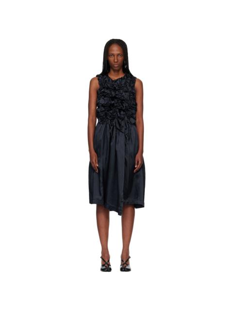 Comme des Garçons Comme des Garçons Navy Satin Thin Garment Dyed Midi Dress