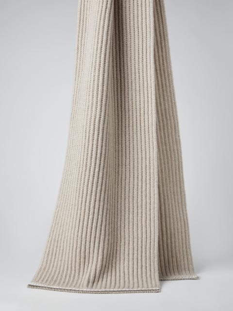 Brunello Cucinelli English rib knit scarf in cashmere feather yarn with sparkling trim and monili