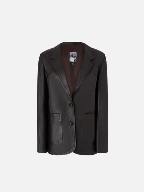 PINKO REIMAGINE BY PINKO X PATRICK MCDOWELL SINGLE-BREASTED LEATHER BLAZER WITH POCKETS
