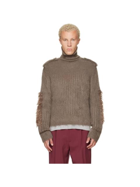 Burberry Taupe Epaulet Turtleneck