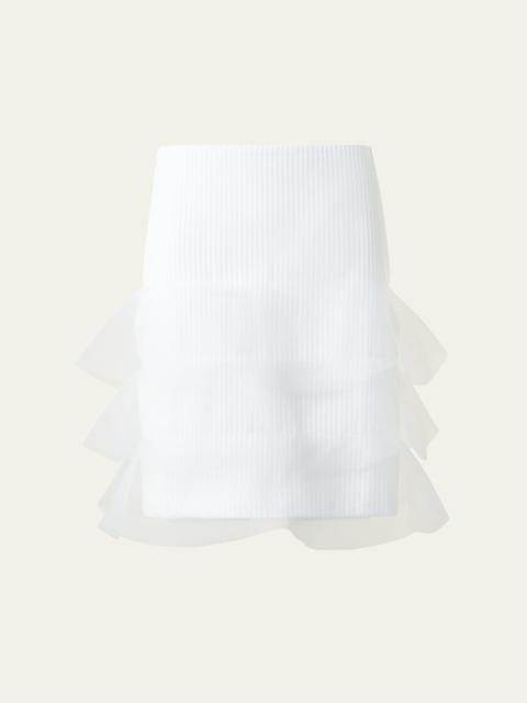 AKRIS Ruffle-Trim Ribbed Mini Skirt